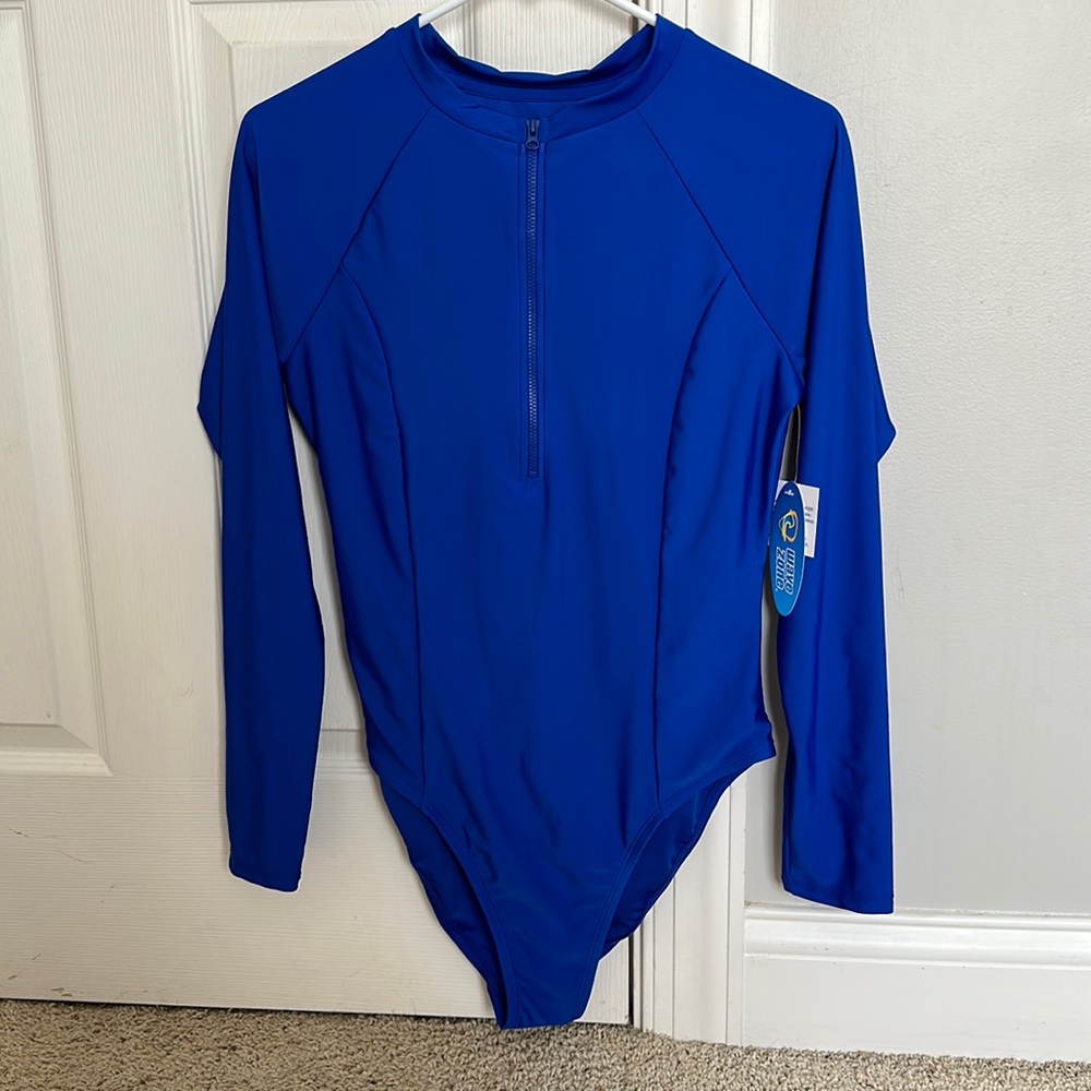 Long Sleeve One Piece Zip Up Swim Suit